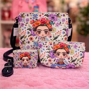 Handmade Jute 3-Piece Bag Set – crossbody bag ,Makeup Bag, and Coin Purse